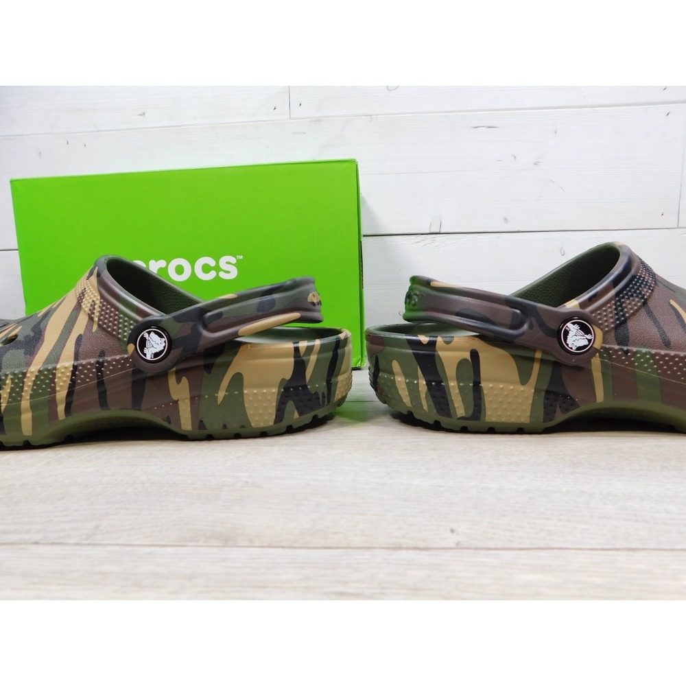 Crocs Classic Camo Clog Army Green Multi Shoes Boys Kid Size J6 Womens 8 Slip On - Picture 2 of 9